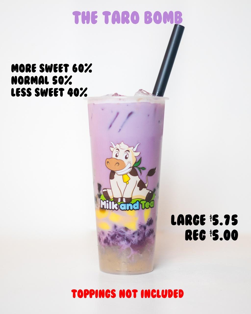 Image for Large Taro bomb (Herbal Jelly, Egg Pudding, Taro Boba, Taro).